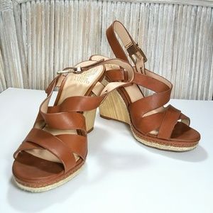Vince Camuto Womens Brown Wedge Sandals